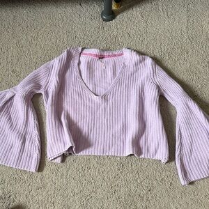 Free People Lavender V-Neck Bell Sleeve Sweater
